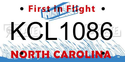 KCL1086 North Carolina License Plate
