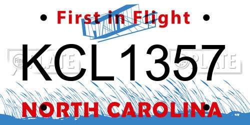 KCL1357 North Carolina License Plate