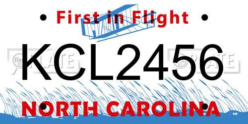 KCL2456 North Carolina License Plate