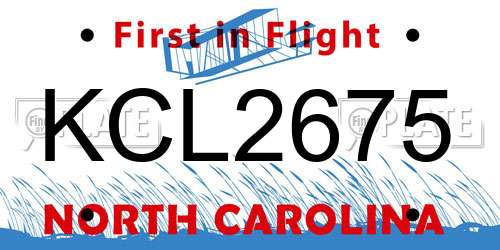 KCL2675 North Carolina License Plate