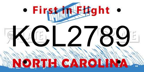 KCL2789 North Carolina License Plate