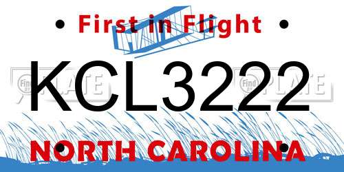 KCL3222 North Carolina License Plate