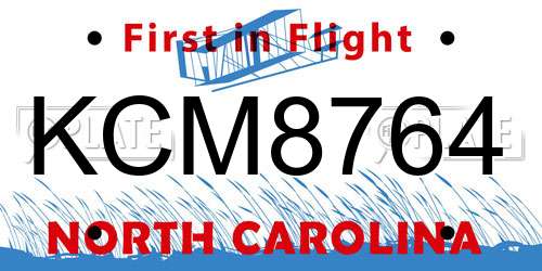 KCM8764 North Carolina License Plate