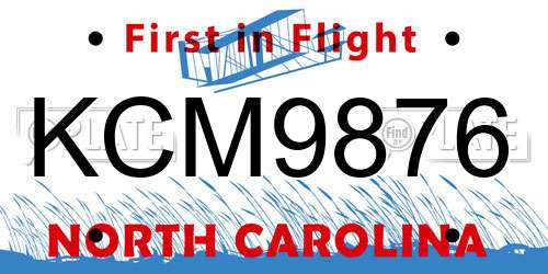KCM9876 North Carolina License Plate