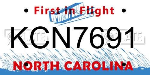 KCN7691 North Carolina License Plate