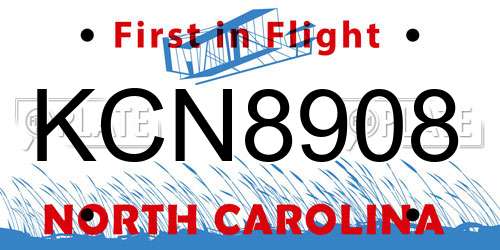 KCN8908 North Carolina License Plate