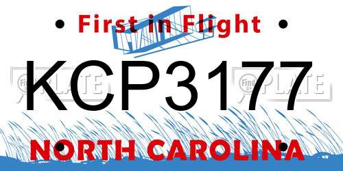 KCP3177 North Carolina License Plate