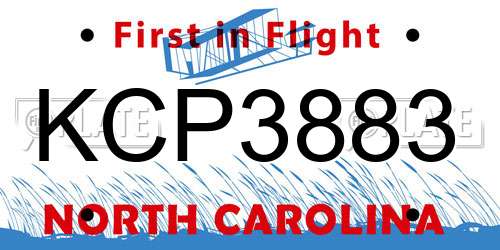 KCP3883 North Carolina License Plate