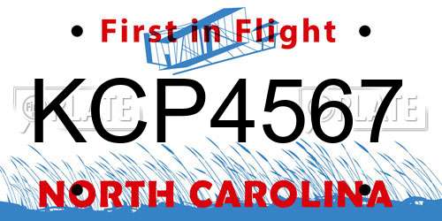 KCP4567 North Carolina License Plate