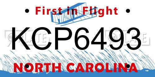 KCP6493 North Carolina License Plate