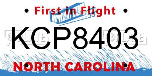 KCP8403 North Carolina License Plate