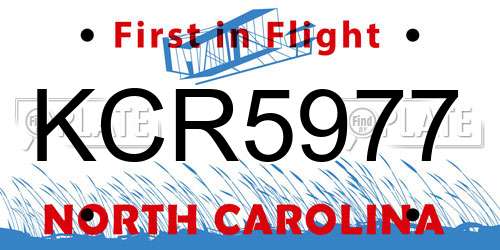 KCR5977 North Carolina License Plate