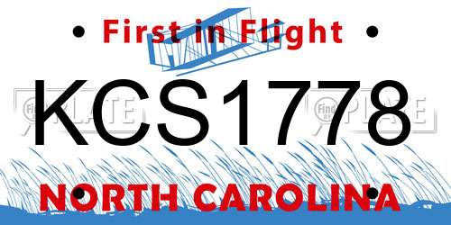 KCS1778 North Carolina License Plate