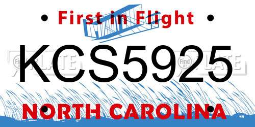 KCS5925 North Carolina License Plate