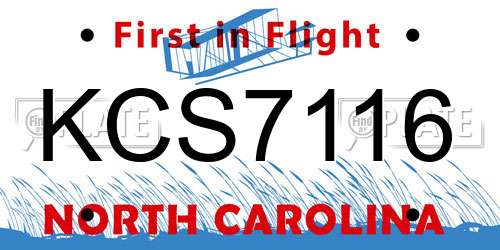 KCS7116 North Carolina License Plate