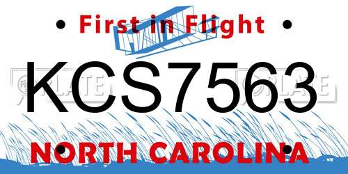 KCS7563 North Carolina License Plate