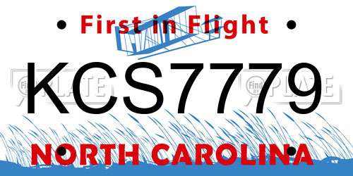 KCS7779 North Carolina License Plate