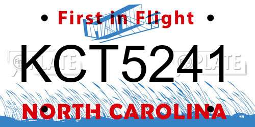 KCT5241 North Carolina License Plate