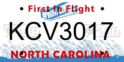 KCV3017 North Carolina License Plate