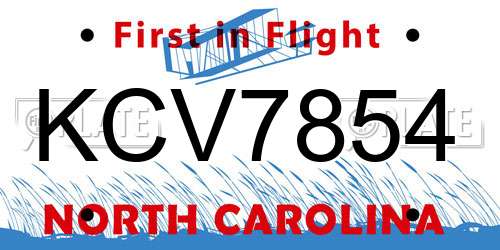 KCV7854 North Carolina License Plate