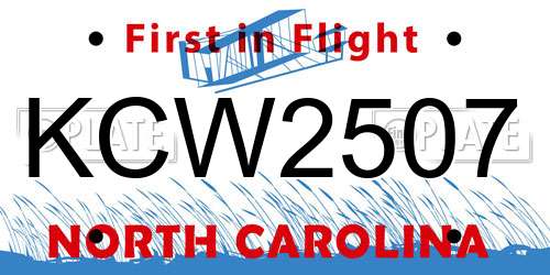 KCW2507 North Carolina License Plate