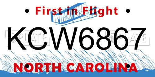 KCW6867 North Carolina License Plate