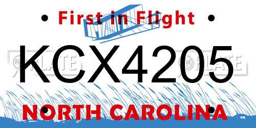 KCX4205 North Carolina License Plate