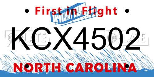 KCX4502 North Carolina License Plate