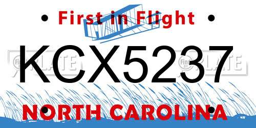 KCX5237 North Carolina License Plate