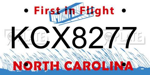 KCX8277 North Carolina License Plate