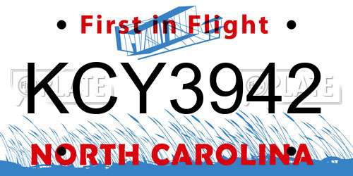 KCY3942 North Carolina License Plate