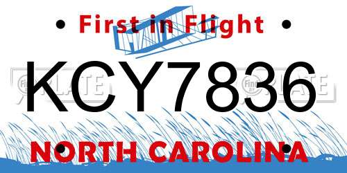 KCY7836 North Carolina License Plate