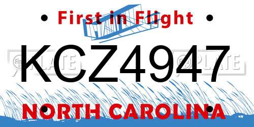 KCZ4947 North Carolina License Plate