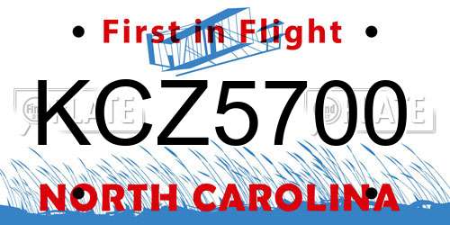 KCZ5700 North Carolina License Plate
