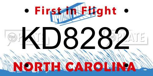 KD8282 North Carolina License Plate