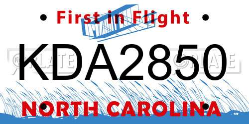 KDA2850 North Carolina License Plate