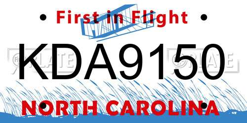 KDA9150 North Carolina License Plate