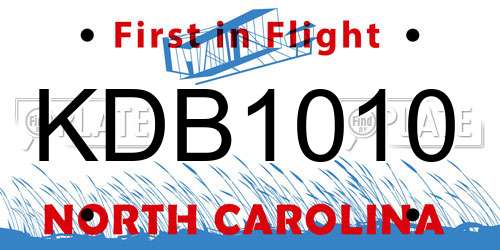 KDB1010 North Carolina License Plate