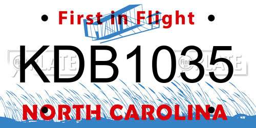 KDB1035 North Carolina License Plate