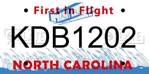 KDB1202 North Carolina License Plate