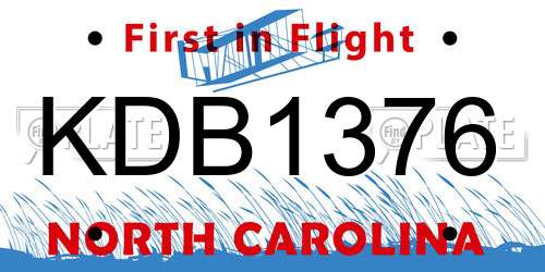 KDB1376 North Carolina License Plate