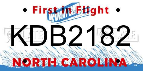 KDB2182 North Carolina License Plate