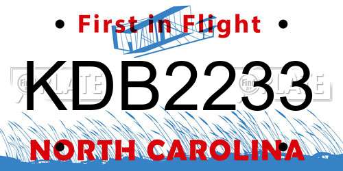 KDB2233 North Carolina License Plate