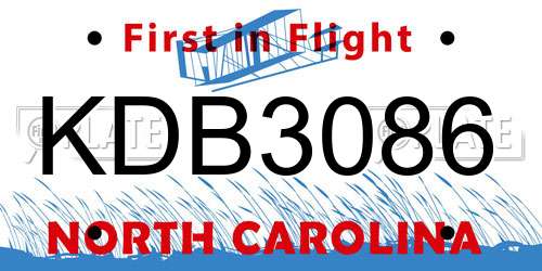 KDB3086 North Carolina License Plate