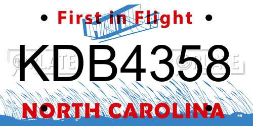 KDB4358 North Carolina License Plate