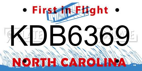 KDB6369 North Carolina License Plate