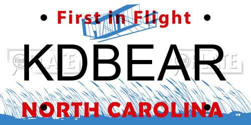 KDBEAR North Carolina License Plate