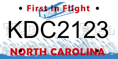 KDC2123 North Carolina License Plate