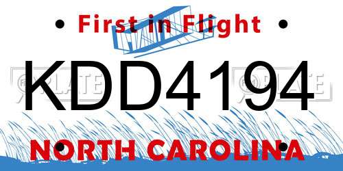 KDD4194 North Carolina License Plate