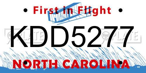 KDD5277 North Carolina License Plate